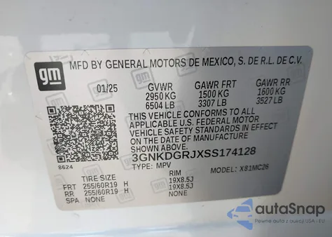 2025 Chevrolet Blazer Ev Eawd Lt from USA, damaged, VIN 3GNKDGRJXSS174128